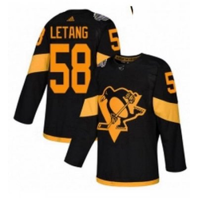 Womens Adidas Pittsburgh Penguins 58 Kris Letang Black Authentic 2019 Stadium Series Stitched NHL Jersey