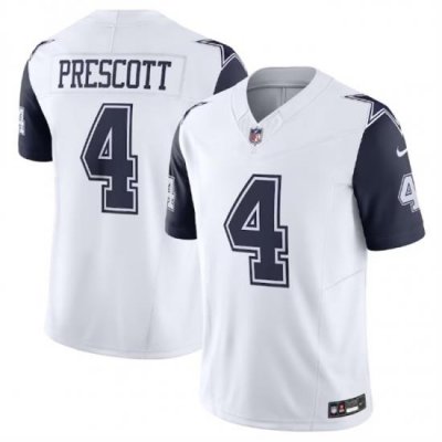 Men Dallas Cowboys 4 Dak Prescott White 2023 F U S E  Vapor Limited Stitched Football Jersey