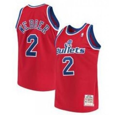 Men Bullets Chris Webber Red 2 Mitch Ness NBA Jersey