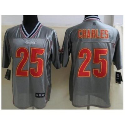 Nike Kansas City Chiefs 25 Jamaal Charles Grey Elite Vapor NFL Jersey