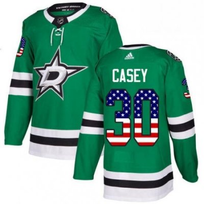 Mens Adidas Dallas Stars 30 Jon Casey Authentic Green USA Flag Fashion NHL Jersey