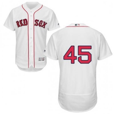 Mens Majestic Boston Red Sox 45 Pedro Martinez White Home Flex Base Authentic Collection MLB Jersey