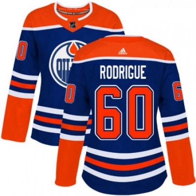 Womens Adidas Edmonton Oilers 60 Olivier Rodrigue Authentic Royal Blue Alternate NHL Jersey