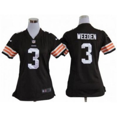 Nike Women NFL Cleveland Browns #3 Brandon Weeden Brown Jerseys