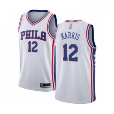 Mens Philadelphia 76ers 12 Tobias Harris Authentic White Basketball Jersey Association Edition