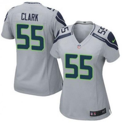 Women NEW Seattle Seahawks #55 Frank Clark Grey Alternate Stitched NFL Elite Jersey