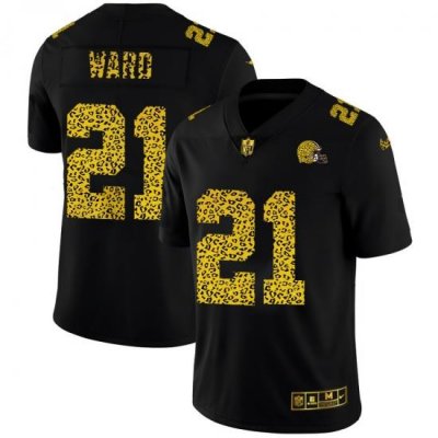 Cleveland Browns 21 Denzel Ward Men Nike Leopard Print Fashion Vapor Limited NFL Jersey Black