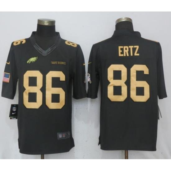 Nike Eagles #86 Zach Ertz Anthracite Gold Salute To Service Limited Jersey