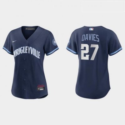 Chicago Cubs 27 Zach Davies Women Nike 2021 City Connect Navy MLB Jersey