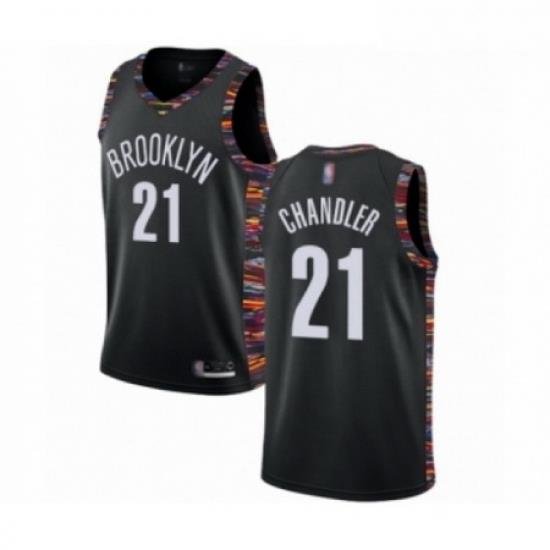 Mens Brooklyn Nets 21 Wilson Chandler Authentic Black Basketball Jersey 2018 19 City Edition