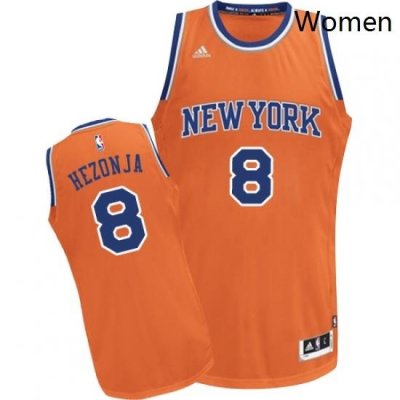 Womens Adidas New York Knicks 8 Mario Hezonja Swingman Orange Alternate NBA Jersey