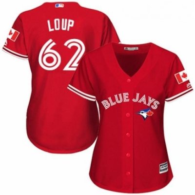 Womens Majestic Toronto Blue Jays 62 Aaron Loup Replica Scarlet Alternate MLB Jersey