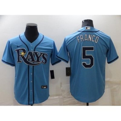 Men Tampa Bay Rays 5 Wander Franco Blue Cool Base Stitched Baseball Jerse