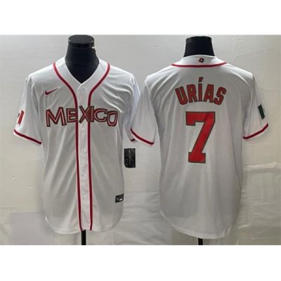 Men Mexico Baseball 7 Julio Urias White 2023 World Baseball Classic Stitched Jersey 22