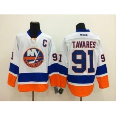 NHL New York Islanders #91 John Tavares white-blue jerseys