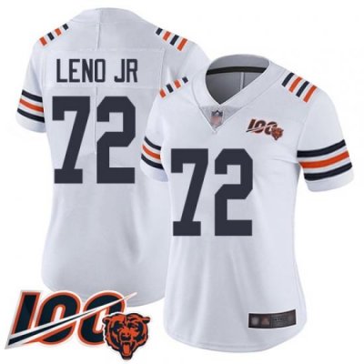 Women Chicago Bears 72 Charles Leno White 100th Season Limited Football Jersey