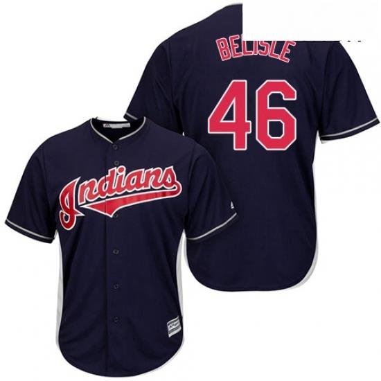 Mens Majestic Cleveland Indians 46 Matt Belisle Replica Navy Blue Alternate 1 Cool Base MLB Jersey