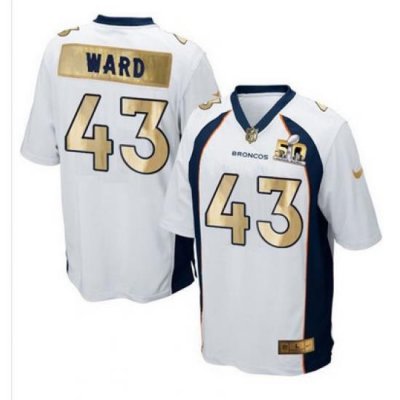 Nike Broncos #43 T J  Ward White Mens Stitched NFL Game Super BoWl 50 Collection Jersey