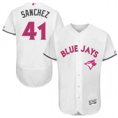 Mens Majestic Toronto Blue Jays 41 Aaron Sanchez Authentic White 2016 Mothers Day Fashion Flex Base Jersey