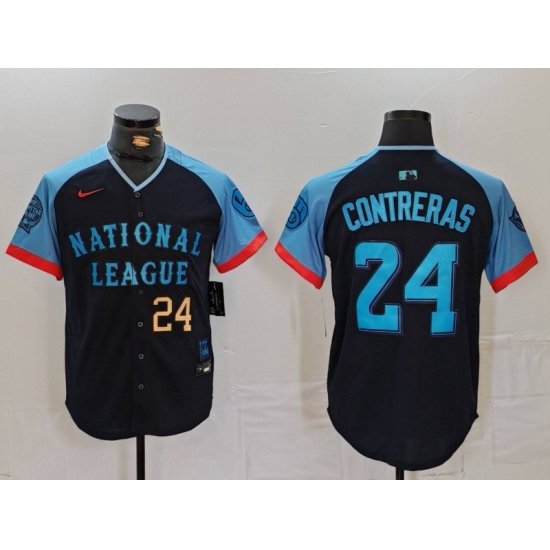 Men National League 24 William Contreras Navy 2024 All Star Limited Stitched Baseball Jersey 3