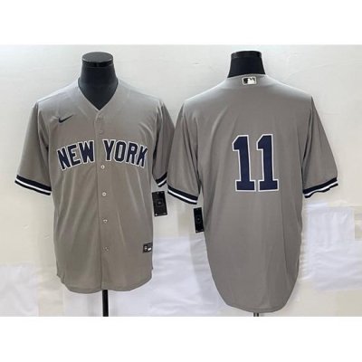 Men NeW York Yankees 11 Anthony Volpe Gray Cool Base Stitched Baseball Jersey