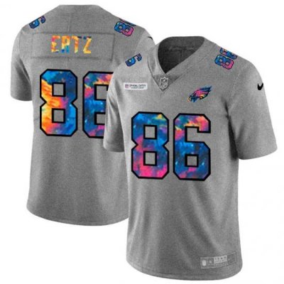 Philadelphia Eagles 86 Zach Ertz Men Nike Multi Color 2020 NFL Crucial Catch NFL Jersey Greyheather