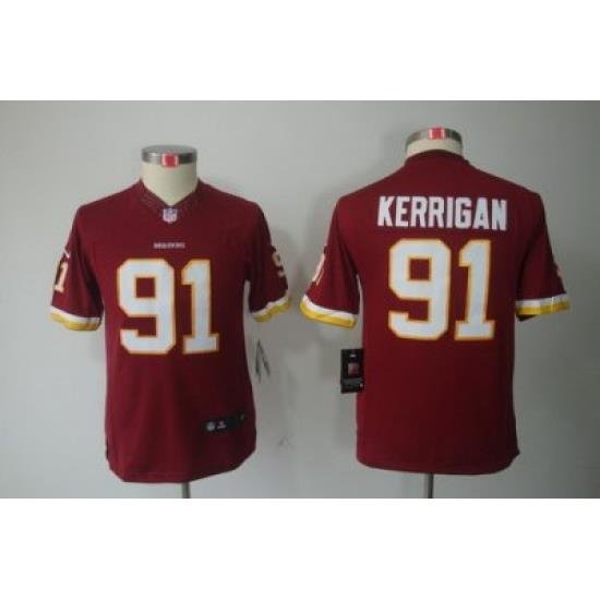 Youth Nike Washington Redskins 91# Kerrigan Red Limited Jerseys