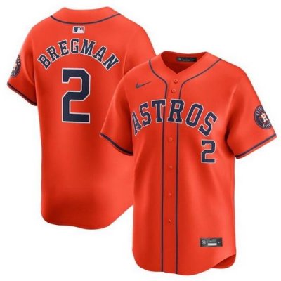 Men Houston Astros 2 Alex Bregman Orange 2024 Alternate Limited Stitched Baseball Jersey