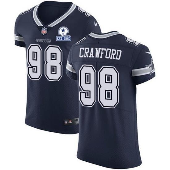 Nike Cowboys 98 Tyrone Crawford Navy Blue Team Color Men Stitched With Established In 1960 Patch NFL Vapor Untouchable Elite Jersey