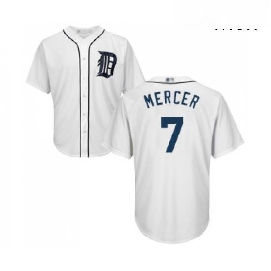 Mens Detroit Tigers 7 Jordy Mercer Replica White Home Cool Base Baseball Jersey