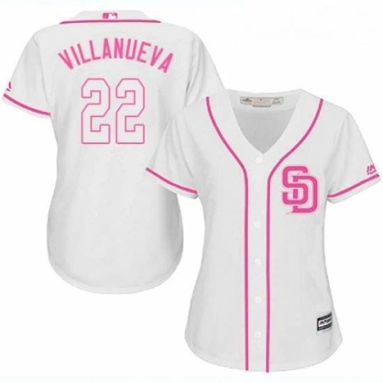 Womens Majestic San Diego Padres 22 Christian Villanueva Replica White Fashion Cool Base MLB Jersey