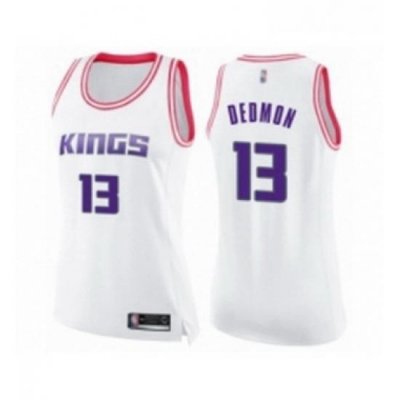 Womens Sacramento Kings 13 Dewayne Dedmon Swingman White Pink Fashion Basketball Jersey