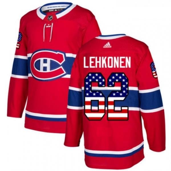 Youth Adidas Montreal Canadiens 62 Artturi Lehkonen Authentic Red USA Flag Fashion NHL Jersey