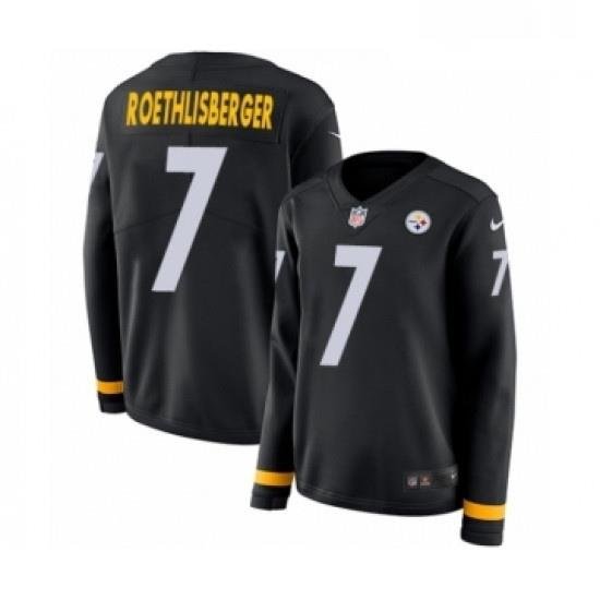 Womens Nike Pittsburgh Steelers 7 Ben Roethlisberger Limited Black Therma Long Sleeve NFL Jersey