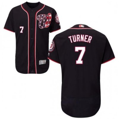 Mens Majestic Washington Nationals 7 Trea Turner Navy Blue Flexbase Authentic Collection MLB Jersey