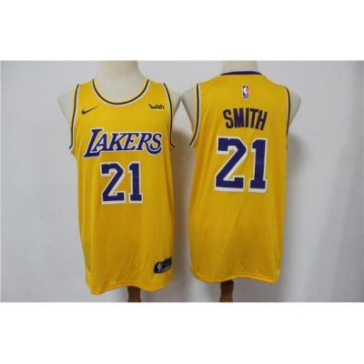 Lakers 21 J R  Smith Yellow Nike Swingman Jersey