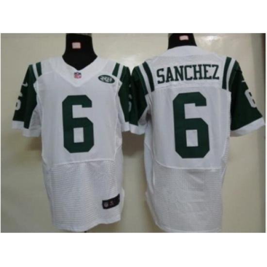 Nike NeW York Jets 6 Mark Sanchez White Elite NFL Jersey