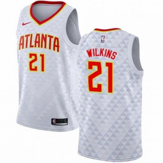 Mens Nike Atlanta Hawks 21 Dominique Wilkins Swingman White NBA Jersey Association Edition