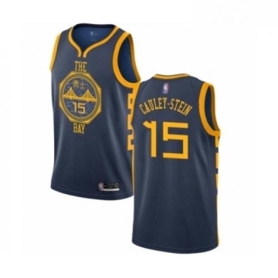 Youth Golden State Warriors 15 Willie Cauley Stein Swingman Navy Blue Basketball Jersey City Edition