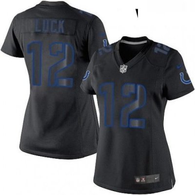 Womens Nike Indianapolis Colts 12 AndreW Luck Limited Black Impact NFL Jersey