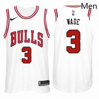 Nike NBA Chicago Bulls 3 Dwyane Wade Jersey 2017 18 New Season White Jersey