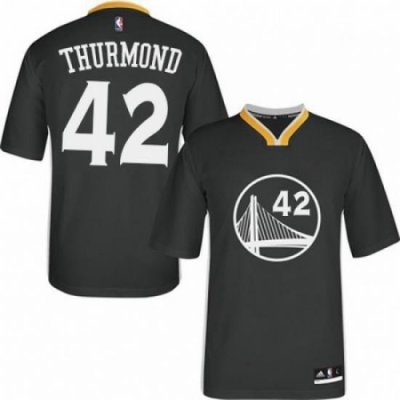 Mens Adidas Golden State Warriors 42 Nate Thurmond Authentic Black Alternate NBA Jersey