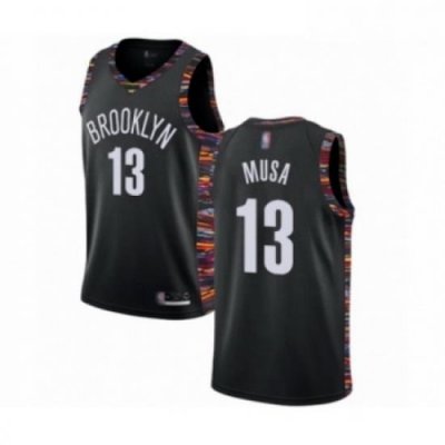 Mens Brooklyn Nets 13 Dzanan Musa Authentic Black Basketball Jersey 2018 19 City Edition