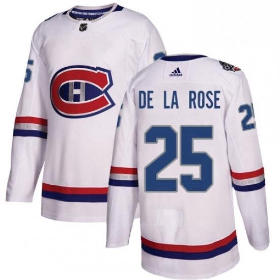 Mens Adidas Montreal Canadiens 25 Jacob de la Rose Authentic White 2017 100 Classic NHL Jersey