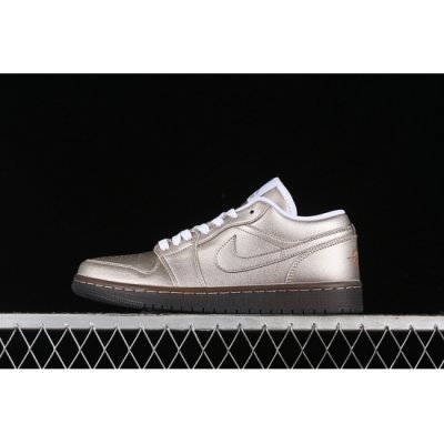 AIR JORDAN 1 LOW METALLIC ZINC SUMMIT WHITE VELVET BROWN METALLIC ZINC