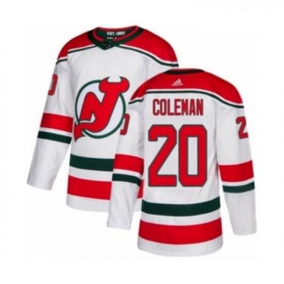 Youth Adidas New Jersey Devils 20 Blake Coleman Authentic White Alternate NHL Jersey