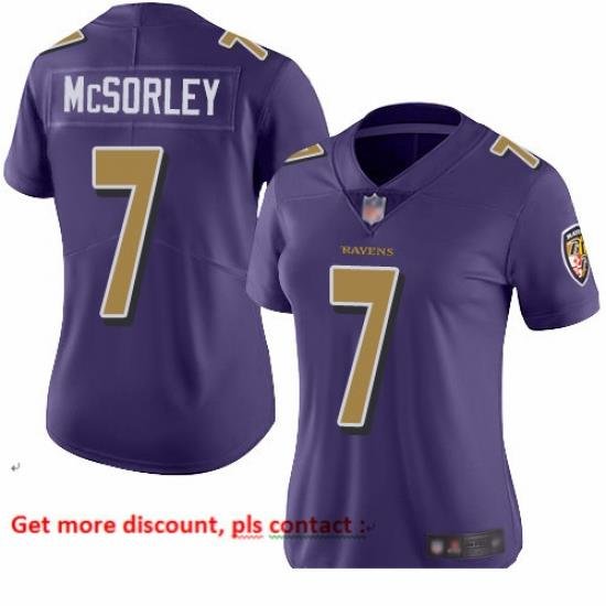 Ravens 7 Trace McSorley Purple Women Stitched Football Limited Rush Jersey