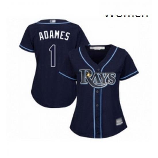 Womens Tampa Bay Rays 1 Willy Adames Replica Navy Blue Alternate Cool Base Baseball Jersey