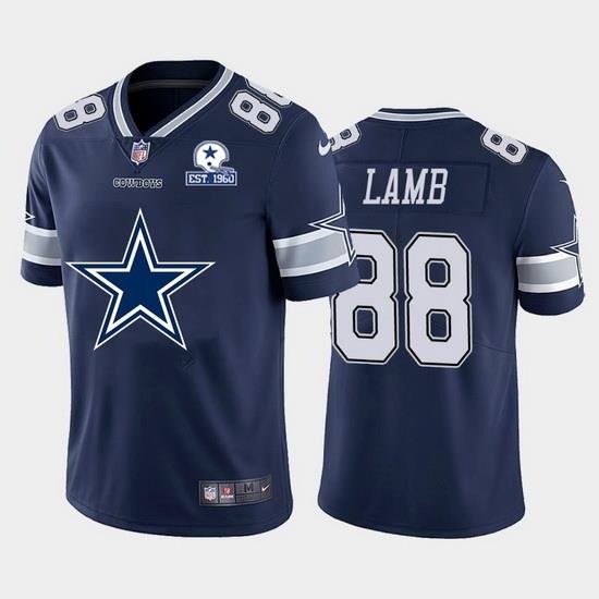 Dallas Cowboys 88 CeeDee Lamb Navy Blue Men Nike Big Team Logo With Established In 1960 Patch Vapor Limited NFL Jersey