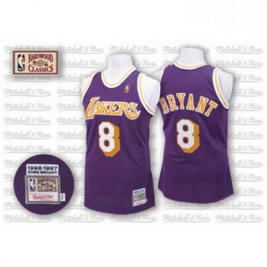 Mens Mitchell and Ness Los Angeles Lakers 8 Kobe Bryant Swingman Purple Throwback NBA Jersey